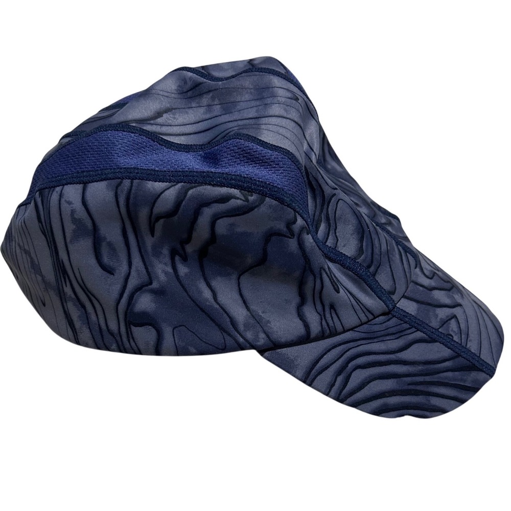 Athleta Running Hat Women One Size Blue Marble Print Reflective Ponytail Cap